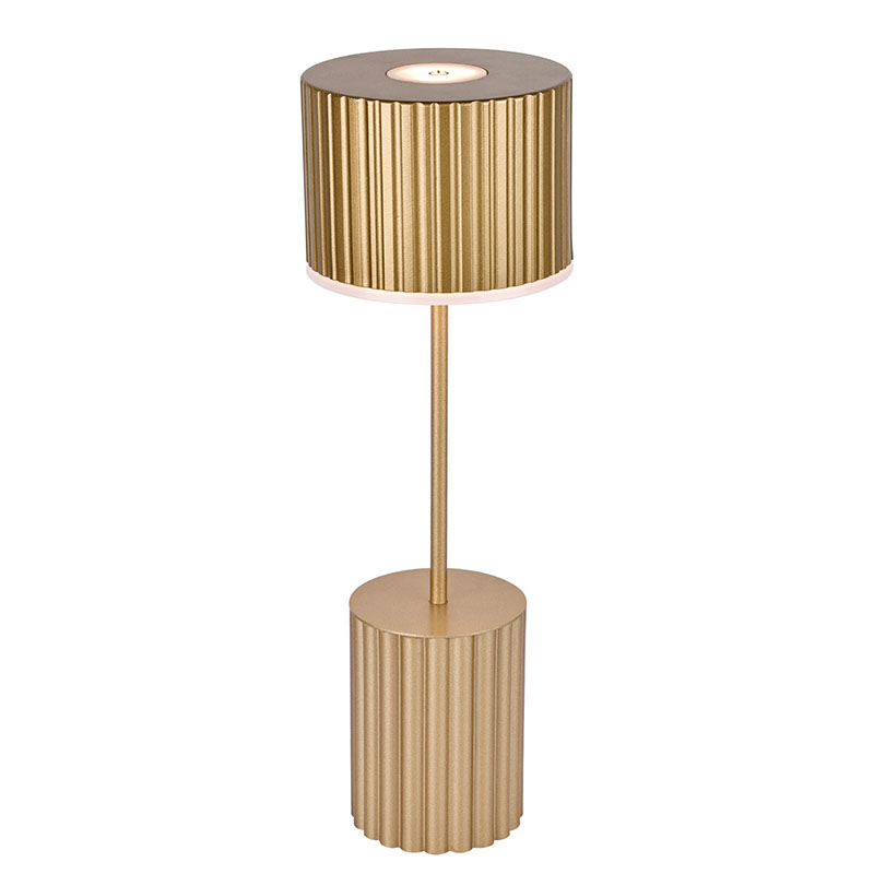 Kleine Tischlampe mit Metallschirm und Batterie