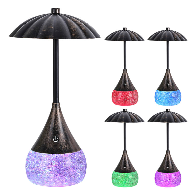 Natürliche leichte LED -Schreibtischlampe mit RGB -Glitzerflasche
