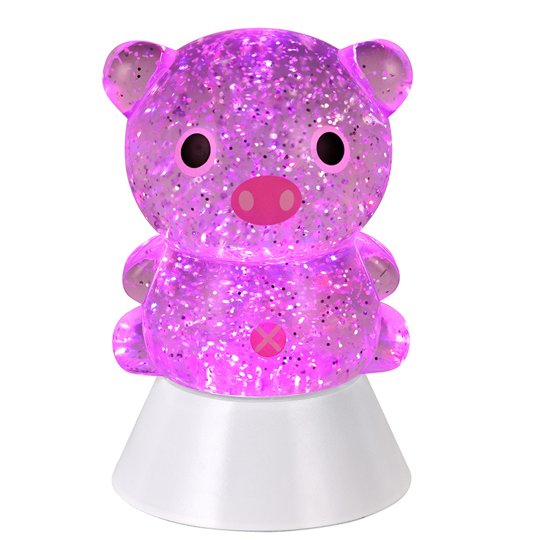 RGB-Glitzer-Tischlampe mit Schweineschirm
